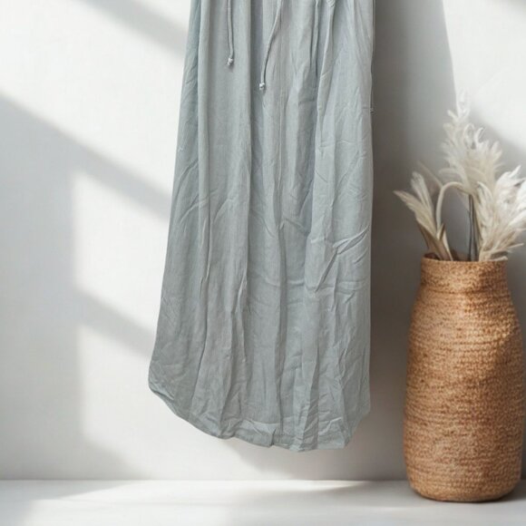 🤍 VICI Sage Green Maxi Dress – Flowy Tie-Front Boho Summer Style (Small) - Picture 3 of 7